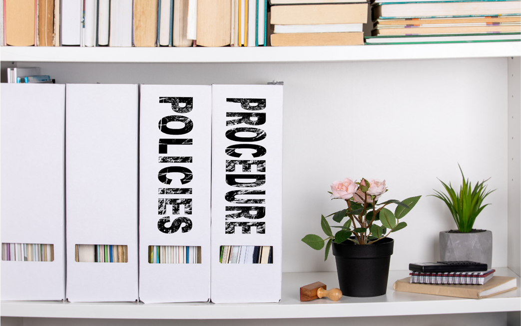 polices documents on shelf